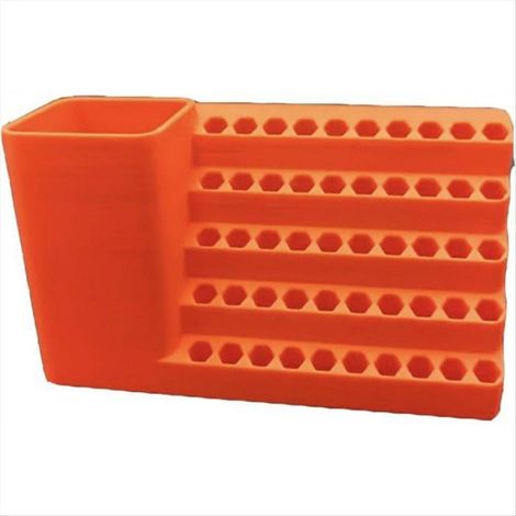 Porte-Embouts de Tournevis - 50 Trous - Support Intégré pour Perceuse Électrique - Compatible Embouts 1/4 Pouces - Orange (1/5)
