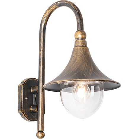 Classic Outdoor Wall Light Antique Gold IP44 - Daphne
