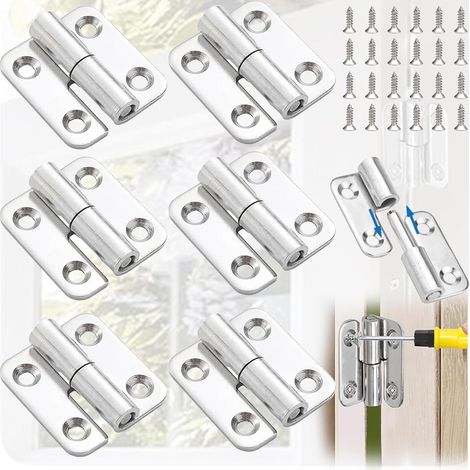 6 Pièces Charnières Porte Amovibles Robustes En Acier Inoxydable, Charnière Porte Coulissante En Acier Inoxydable, Charnières Drapeau Amovibles, Avec 24 Vis Charnière De Porte, Droitier