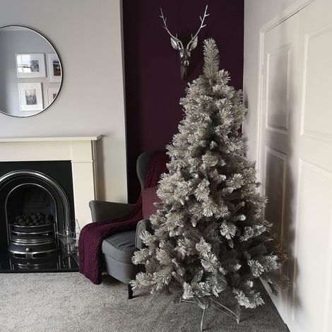 6ft (180cm) Premier Snow Fir Grey PVC Christmas Tree with 587 Cashmere Tips (1/5)