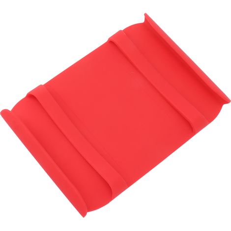 Tapis de cuisine en silicone résistant à la chaleur avec poignée, anti-brûlure, antidérapant, rouge. Remplace les gants de cuisine. (1/5)