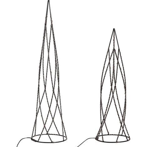 Set of 2 Christmas Decorations LED NEIDEN Christmas Tree 52/38 cm Silver (1/5)