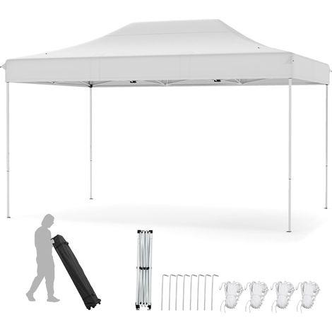COSTWAY Gazebo Pop-up Pieghevole 3 x 4,5 m, Gazebo da Giardino Impermeabile Altezza Regolabile con Fori di Drenaggio, Tenda da Giardino Antivento con Borsa di Trasporto a Ruote (Beige) (1/5)