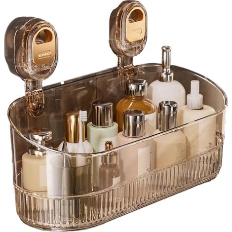 Étagères de douche à succion, étagère à succion de salle de bain - Étagère murale d'angle sans perçage - Boîte de rangement à aspiration de fond puissante, pour cuisine, salle de bain, douche intérieu (1/5)