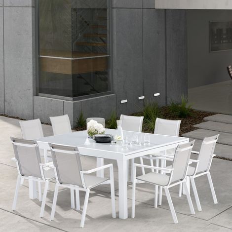 Gartenmöbel Set White star T 8/12 + F 8 col weiß und grau Wilsa Garden (1/5)