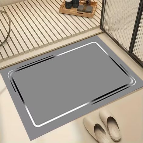 Tapis de bain haut de gamme en terre de diatomée – Absorbant, antidérapant, résistant à la saleté et lavable facilement – Dimensions 40 x 60 cm – Pour salle de bain, douche et spa-lsw