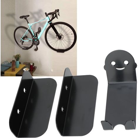 Support mural pour vélo, style minimaliste noir, montage facile, rangement garage compact en acier haute résistance.