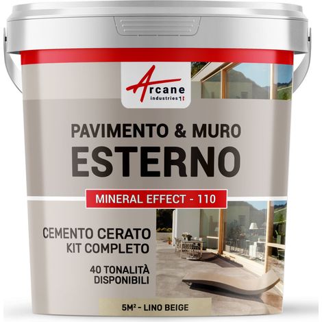 Microcemento per esterni: pavimenti, muri, terrazze, balconi, scale - 5 m² (in 2 strati) Lino Beige - ARCANE INDUSTRIES
