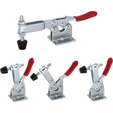 Juego de abrazaderas de palanca，4 piezas，Abrazadera de palanca，Abrazadera de liberación rápida para carpintería，Plata/Rojo，14,25,3 cm (1/5)