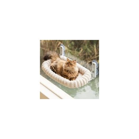 Elegant Hamac pour Chat Pliable - Hamac Chat Fenetre avec réversible et Lavable lit pour, lit de fenêtre Supporte jusqu'à 18kg (Creme, M)