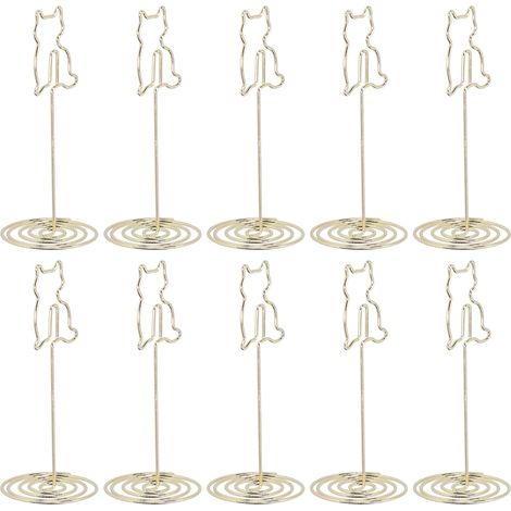 Lot de 10 pinces à photos de chat avec support, fil de fer, pour notes et accessoires de bureau (1/5)