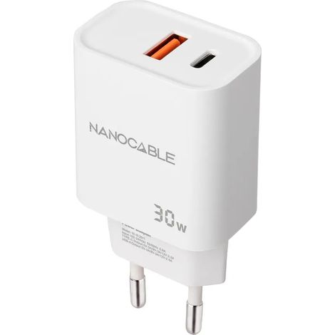 Caricatore Usb-c/pd Usb-a Qc 30w White Nanocable 10.10.2011