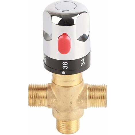 Mitigeur thermostatique, mitigeur thermostatique en laiton massif à 3 voies Robinet de réglage de la température pour système de douche (1/5)