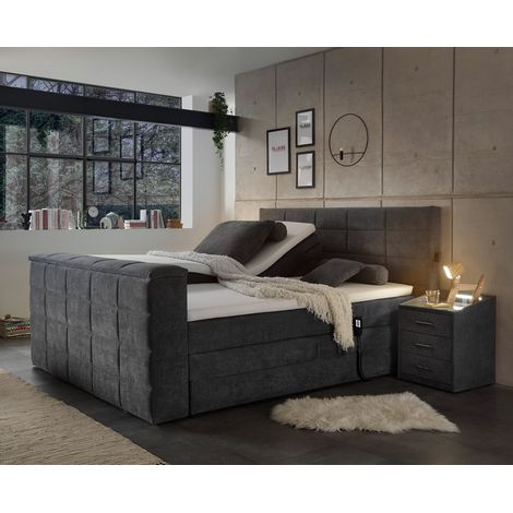 Boxspringbett 180x200 cm, mit TV-Halterung, mit Bettkasten und 2 Nachtschränken, Hotelbett in schlamm DURAZNO-09 (1/5)