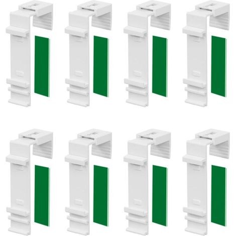 Support De Serrage Long - Pour Store Double - Fixation Adhésive Sans Perçage - Compatible Fenêtre PVC Et Porte De Balcon - Lot De 8 (1/5)