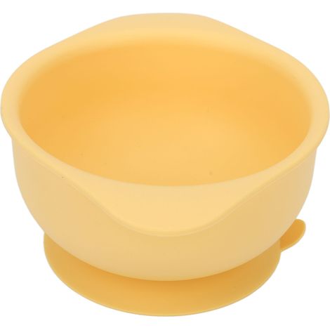 Bol en silicone jaune avec ventouse, résistant aux hautes températures et anti-retournement, idéal pour les enfants et les personnes âgées. Convient aux enfants et aux personnes âgées. (1/5)