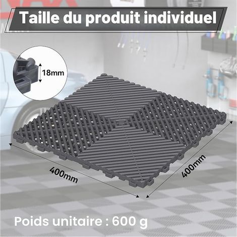 16" x 16" Polypropylene Interlocking Garage Floor Tiles Drainage Mat for Indoor and Outdoor Pools, 3200kg Load Capacity (3.2m2) (Grey) (1/3)