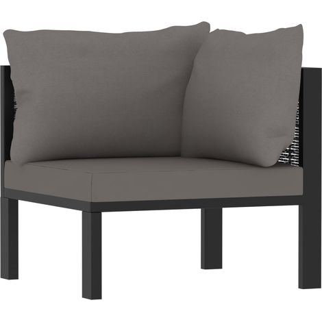vidaXL Sectional Corner Sofa with Left Armrest Poly Rattan Anthracite (1/7)