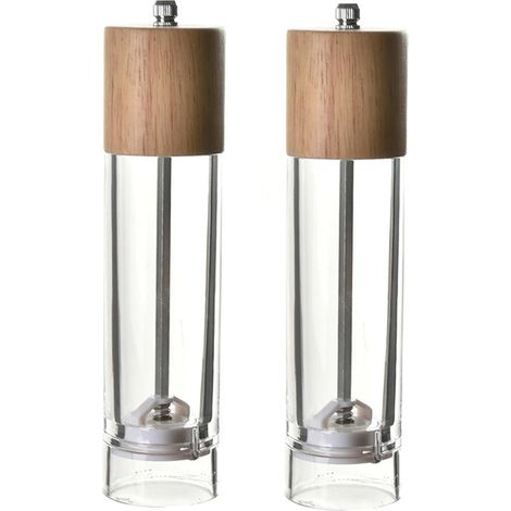 Moulins à poivre manuels transparents, lot de 2 en bois, avec la (1/5)