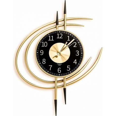Horloge murale géante dorée 54 cm – Design moderne silencieux sans tic tac – Métal pour décoration intérieure – Pendule originale (1/5)