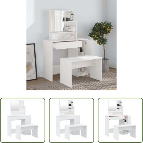 Schminktisch Set - Schminktisch-Set Weiß 86,5x35x136 cm (1/5)