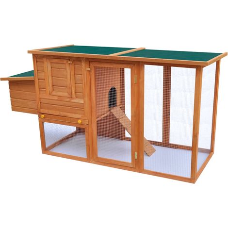 Pollaio da esterno con 1 cassetta nido 192 x 75 x 103 cm legno marrone e verde 020001697