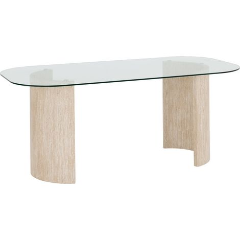 Modena Dining Table - L90 x W75.5 x H180 cm - Clear/Cream