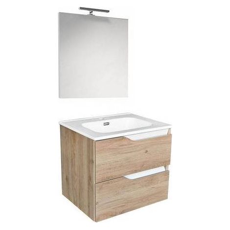 MOBILE BAGNO SOSPESO MOD. PRAGA L. 60 CM Misura: Rovere Scuro - Tortora Opaco