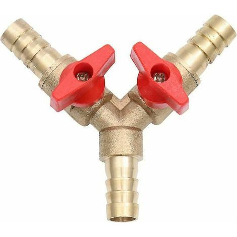 3-Way Y-Shaped Barbed Hose Fitting Adapter for Brass Ball Valve, Pack of 3, 10 mm (1/5)