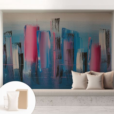 Papier peint intissé mural pour salon chambre à coucher tendance et originale - Colle incluse gratuite Bandes abstraites 208x146 cm (1/5)