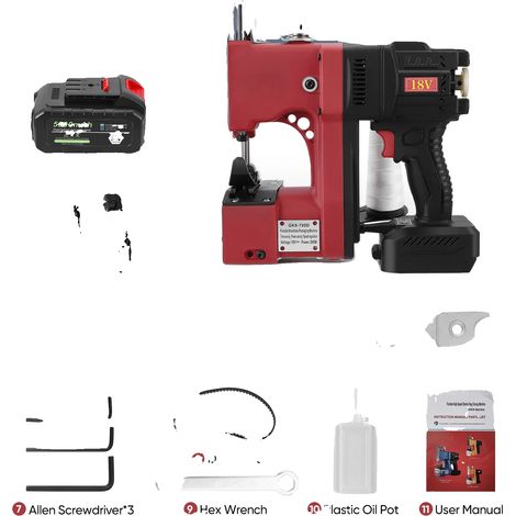 Machine à coudre industrielle, moteur haute vitesse, contrôle de la vitesse réglable, Rouge (1/2)