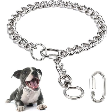 Collier pour chien en chaîne - En acier inoxydable - Avec fermoir de connexion - Pour chiens de petite, moyenne et grande taille (S, A) (1/5)