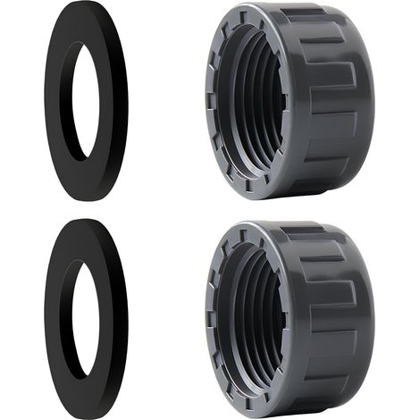 2 Pièces Bouchon Fileté PVC 1", d'Obstruction à Filetage Intérieur, Raccord pour Tuyau d'Eau 32mm, Bouchon de Vidange pour Jardin (1/5)
