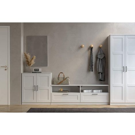 Abitare – Meuble vitrine 87 cm blanc mat – Structure panneaux composites – Dimensions L 80 x P 44,5 x H 87 cm – Design moderne et rangement pratique