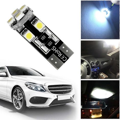 Ampoule LED blanche Canbus T10 8 LED 3528 194 168W5W pour plafonnier, éclairage d'affichage, 12 V CC, clignotant latéral, lampe pour caméra de recul (1/5)