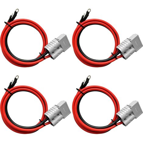Connecteur Batterie 50A 600V, 4 Pièces Connecteur De Chargeur De Batterie De Chariot élévateur, Batterie Connexion Rapide Prise, Connecteur Câble De Batterie 30cm Pour Voiture Bateau énergie Solaire (1/5)