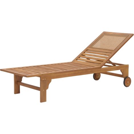 Bain de soleil HWC-N48, Chaise longue de jardin, bois massif d'acacia certifié MVG (1/5)