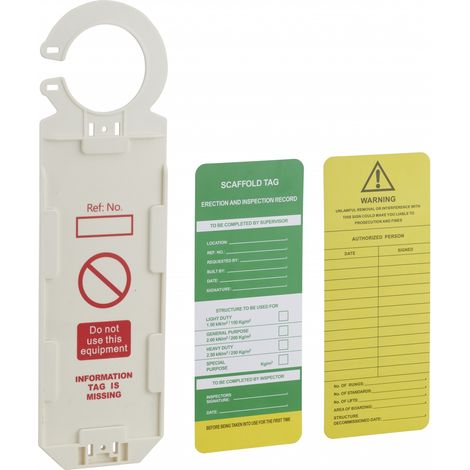 Porta cartellini per ponteggi con etichetta 92 x 325mm, Lockout Tagout LOTO - THIRARD