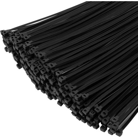 Lot de 1000 colliers de serrage autobloquants 200mm x 4.8mm – Nylon 66 résistant aux UV – Pour câbles et fixation intérieure/extérieure - Noir-200mm (1/5)