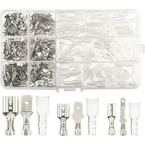 270 Pcs Electrical Terminals, T-Connector Wire Connector, Male Female Spade Wire Connectors Crimp Terminal Block with Insulating Sleeve 2.8 Mm 4.8 Mm 6.3 Mm (1/5)