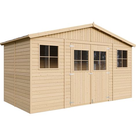 Wooden Garden Shed- Apex Shiplap Wooden Shed W14ft x L7ft x H8ft - Wooden garden storage shed, 17 mm planks - Bike shed, Garden outdoor workshop space- TIMBELA M332+M332G (1/4)