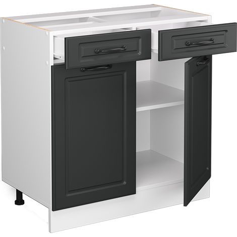 Meuble cuisine R-Line, Anthracite campagne, 80 cm , PT Chêne, Vicco