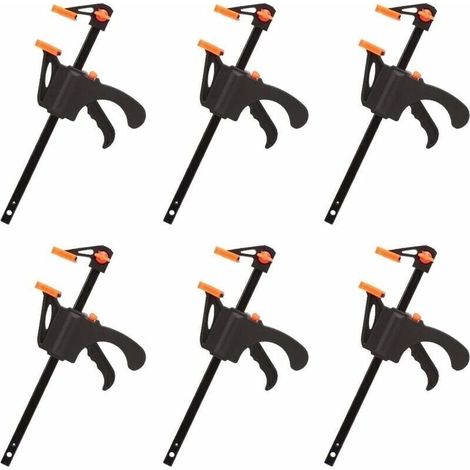 Sonderangebot: Set mit 6 F-förmigen Schraubzwingen, Schnell- und Einfachspannzwingen, Handwerkzeug für die Holzbearbeitung, Holztüren (4 Zoll)