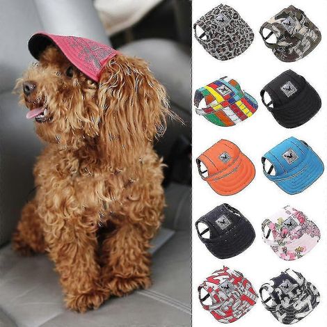 Hunde-Baseballkappe mit verstellbarem Sonnenschutz, Sport-Visier, Ohrenlöchern und Kinnriemen – Orange (1/5)