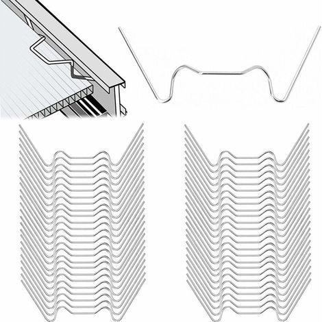 Clips de Vitrage pour Serre,125 pcs W Serre Pinces en Acier Inoxydable Serre Vitrage Clips Clips en Verre pour Serre Jardin,Serre Verre Accessoires Serre,pour Fixation de Serre (1/5)