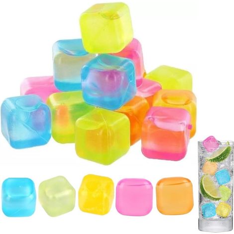 Trade Shop - SET 20PZ CUBETTI DI GHIACCIO RIUTILIZZABILI PLASTICA MULTICOLORE CUBI DA 2.5 X 2.5CM -