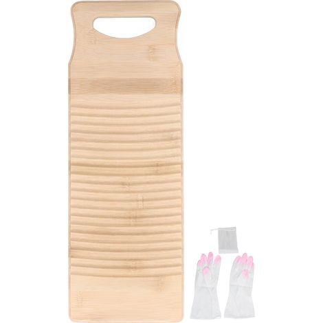 Planche à laver en bambou naturel renforcée, durable et résistante à l'usure, longueur environ 50 cm, couleur bois.