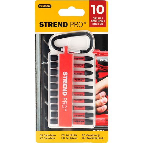 Bit-Set Strend Pro Premium, PH, PZ, TORX, S2 Festigkeit, 1/4", 50mm, 10-teilig (1/4)