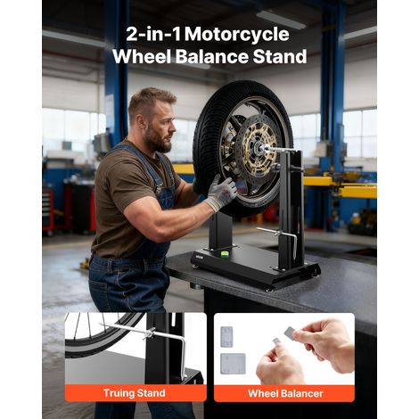 Équilibreuse de Roue de Moto Manuelle Charge 40 kg, Dispositif d'Équilibrage des Pneus avec Support de Centrage, Diamètre de Roue C… (1/5)