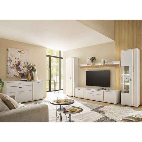 Wohnzimmer Set weiß mit Eiche LOVENO-61 Modern 5-teilig (1/5)